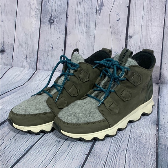 Sorel Womens Kinetic Caribou Waterproof Ankle Boot Lace Up Green